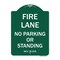Signmission Michigan Fire Lane No Parking or Standing, Green & White Aluminum Sign, 18" x 24", GW-1824-23876 A-DES-GW-1824-23876 - alternate 1